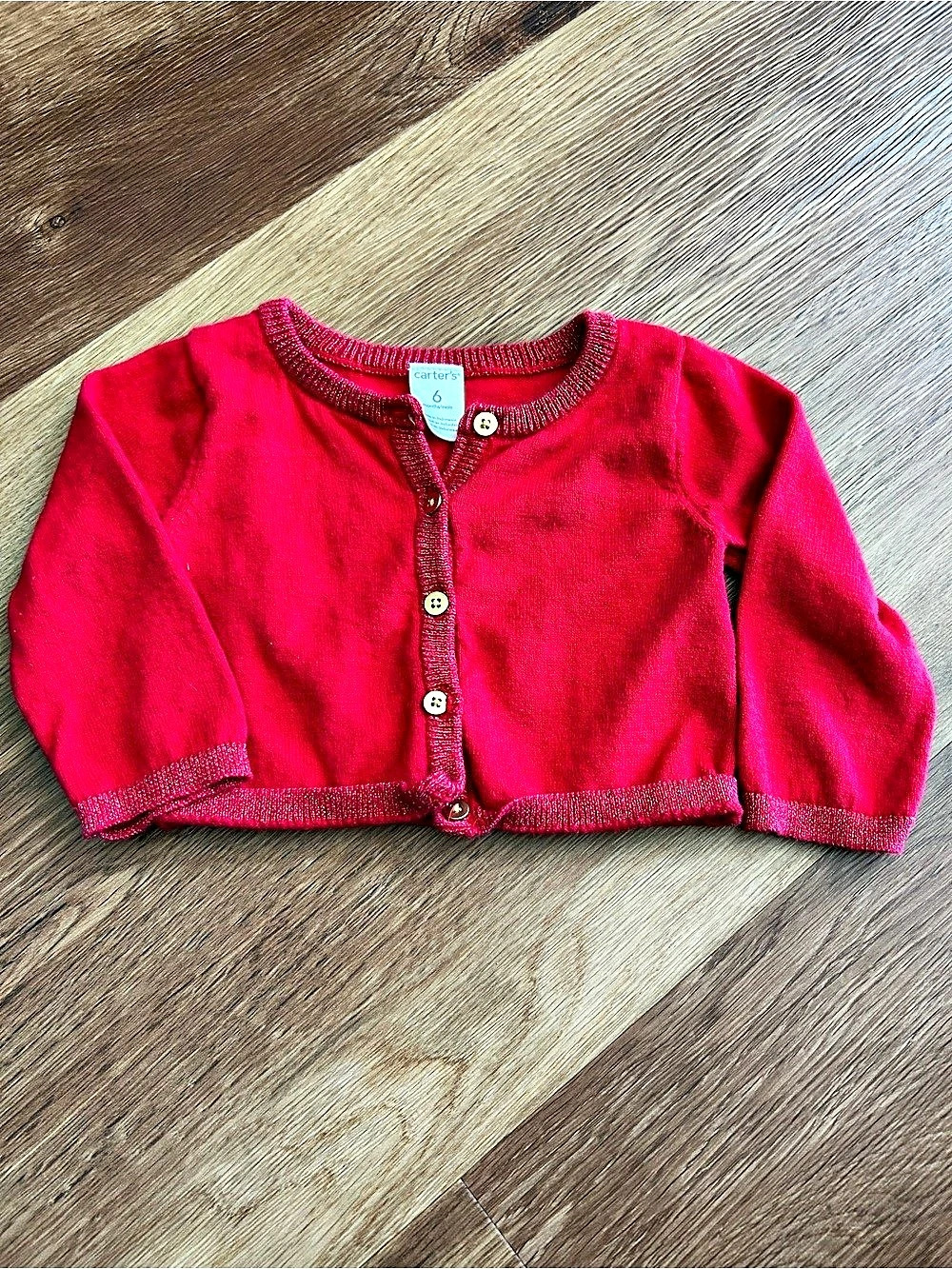 Carter's Red Metallic Trim Button-Front Cardigan Pink 6 Months